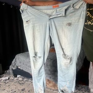 Wax Jean Blue Boyfriend Distressed Jeans